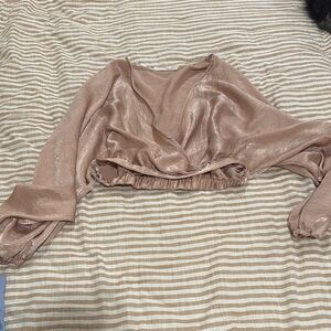 Elegant Women's Tan Wrap Top